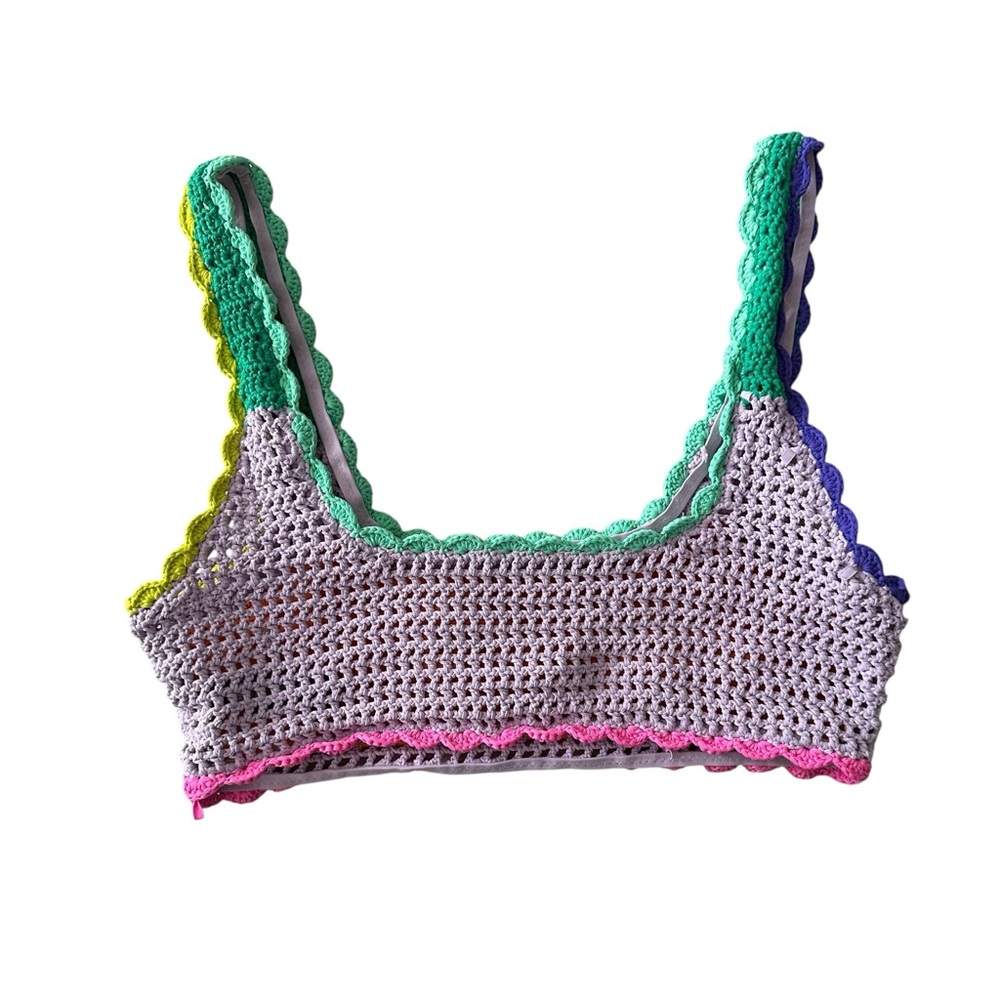Beach Riot Andy Crochet Bikini Top Technicolor Rays - Picture 4 of 4